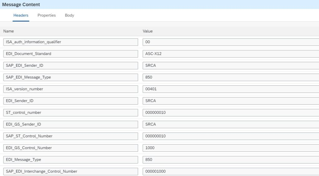 EDI Message Headers
