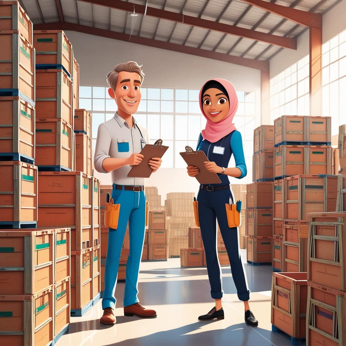 Warehouse Workers with Clipboards
