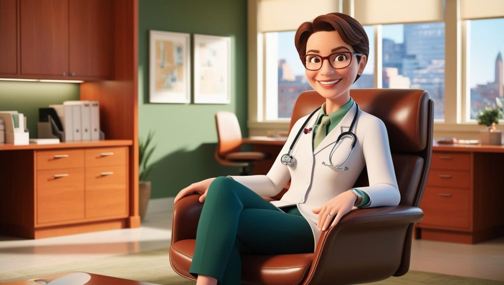 Doctor sitting in a chair in the office